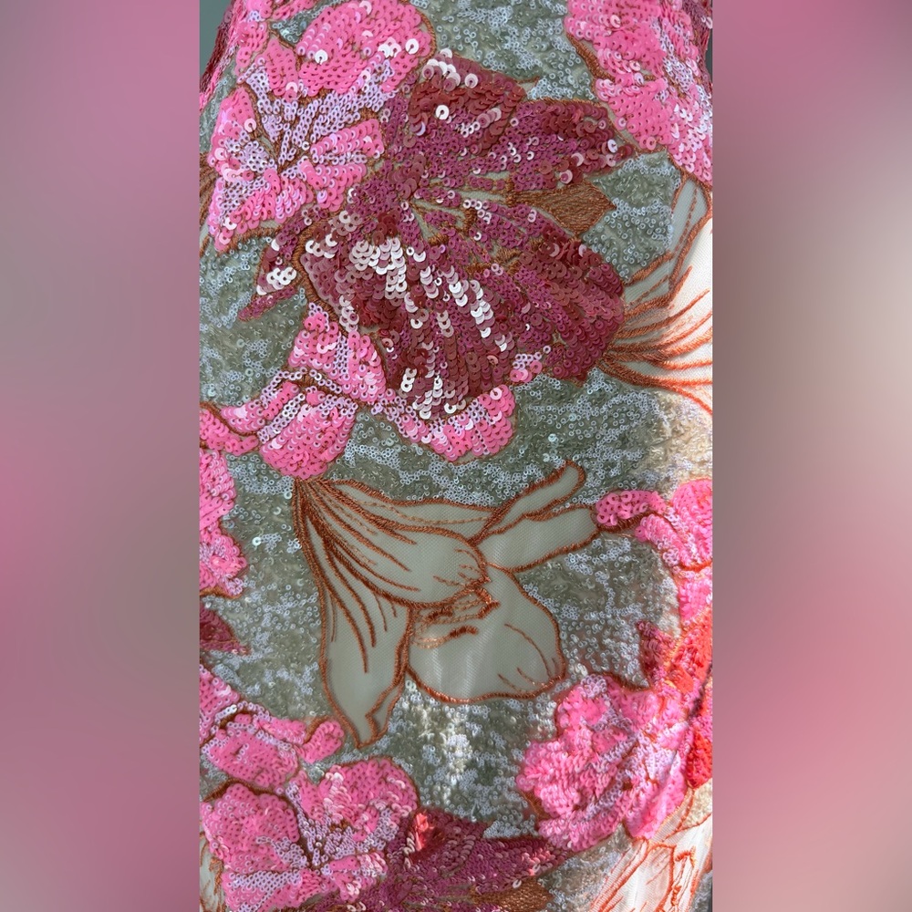 Muse Pink and Red Floral Sequin Maxi Dress - Picture 7 of 16